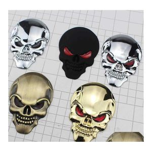 Autocollants de voiture Halloween autocollant squelette Skl os 3D métal chromé moteur logo emblème insigne décalcomanie Ups DHS arrivent livraison directe Mobiles Dhwub