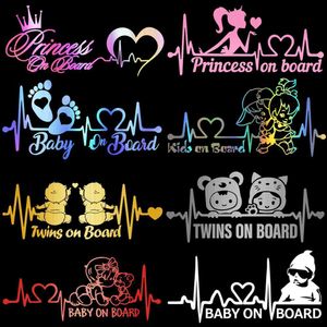 Auto Stickers Hartslag Prinses Baby Kinderen Aan Boord Serie Auto Stickers Vinyl Auto Styling Body Window Waarschuwing Teken Kind Stickers Decals Decor x0705