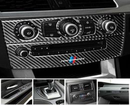 Autocollants de voiture, Modification du levier de vitesse intérieur, sortie d'air, panneau CD, garniture décorative en Fiber de carbone pour BMW E60 20042010 5 Series4442675