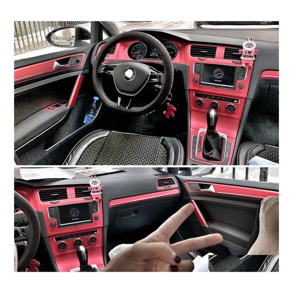 Pegatizas de automóviles Interior Sport Red Carbon Fiber Fibra Fibra Decalas de estilo para VW Golf 7 Mk7 GTI Accesorios Drop entrega Mobiles DHXGG