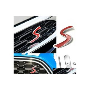 Auto stickers metaal s belettering front grille grill chroom w/mount emblem badge geschikt voor auto's drop levering mobiles motorfietsen exterio dhdys