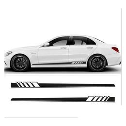 Autocollants de voiture Nouvel autocollant de décoration de jupe latérale d'édition 2 pièces/ensemble pour Benz classe C W205 C180 C200 C300 C350 C63 Amg livraison directe Automo Otlyu