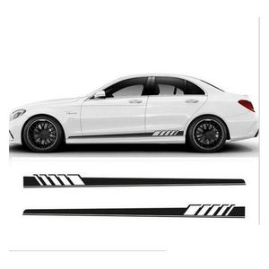 Autocollants de voiture Nouveau 2Pcs / Set Edition Autocollant de décoration de jupe latérale pour Benz Classe C W205 C180 C200 C300 C350 C63 Amg Drop Delivery Mo Dhq1C