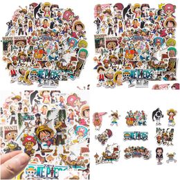 Autostickers uit één stuk voor waterflessen 50 stuks Cartoon Luffy Sticker Kinderen Tieners Adts Drop Delivery Mobiles Motorcycles Exterieurtoegang Dh8L1