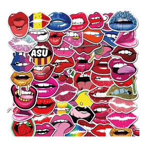 Auto stickers pack van 50 stcs groothandel sexy meisjes rode lip colorf tand ADT sticker laptop skateboard motor fles bk loten drop levering dhf1v