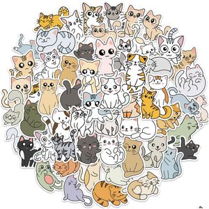 Pack d'autocollants de voiture de 60pcs en gros dessin animé Sticker imperméable de chat mignon pour Lage ordinateur portable Skateboard Note de bouteille d'eau Seccules Kids Dhepa