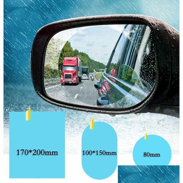 Pegatinas para automóviles Película a prueba de lluvia Espejo retrovisor Ventana impermeable Vidrio Claro Antiniebla Pegatina antirreflectante Entrega de gotas Móviles Mo Dho8G