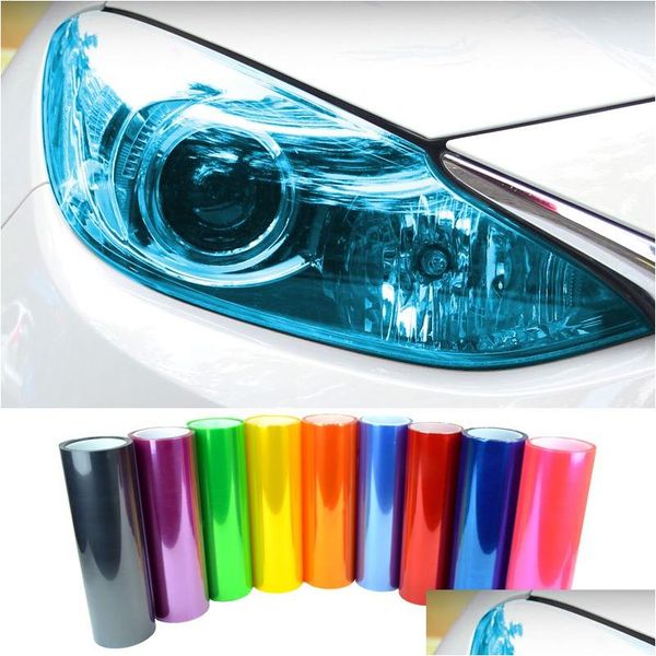 Etiquetas engomadas del coche que diseñan el más nuevo 13 colores 12x40 30 cm x 100 cm luz faro luz trasera tinte impermeable película de vinilo pegatina entrega entrega auto otk0k