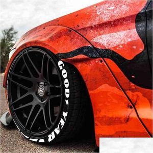 Auto stickers bandenletter rubber 3D motorwiel aangepaste accessoires decoraties witte rood gele kleur y220609 drop leveren dhx2b