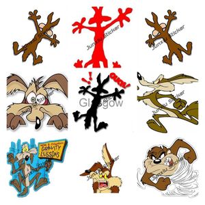 Autocollants de voiture Vinyle Fenêtre Stickers pour Voitures Camion Fenêtre Dessin Animé Drôle Loup Coyote Autocollant Voiture Autocollants et Décalcomanies Creative Autocollants Oem KK10cm x0705