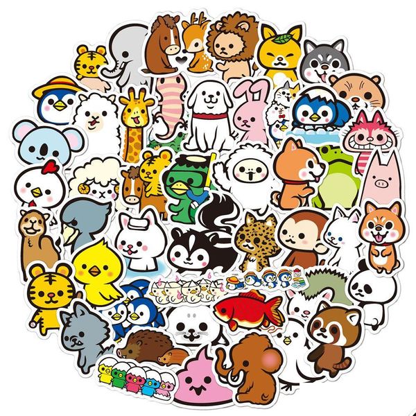 Autocollants de voiture imperméables 10/30 / 50pcs mélange dessin animé animal mignon décalcomanie téléphone portable guitare journal intime scrapbook réfrigérateur iti autocollant enfants T Dhajw