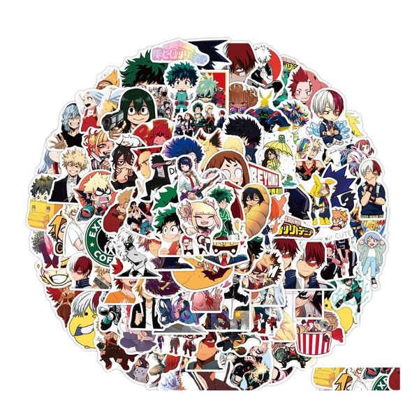 Autocollants de voiture autocollant étanche 50/100 pièces My Hero Academia japonais dessin animé vinyle décalcomanies pour ordinateur portable Pad planche à roulettes Boku pas de style Dhyen