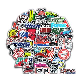 Auto stickers waterdichte sticker 50/100pc cool jdm voor racen motorfiets skateboard lage lage telefoonhoes willekeurige bom viny deca dhker