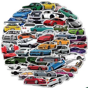 Auto Stickers Waterdichte Sticker 50/100 Stuks Cool Sports Racing Voor Bumper Fietshelm Lage Snowboard Vinyl Decals Bomb Jdm styling Dhekd