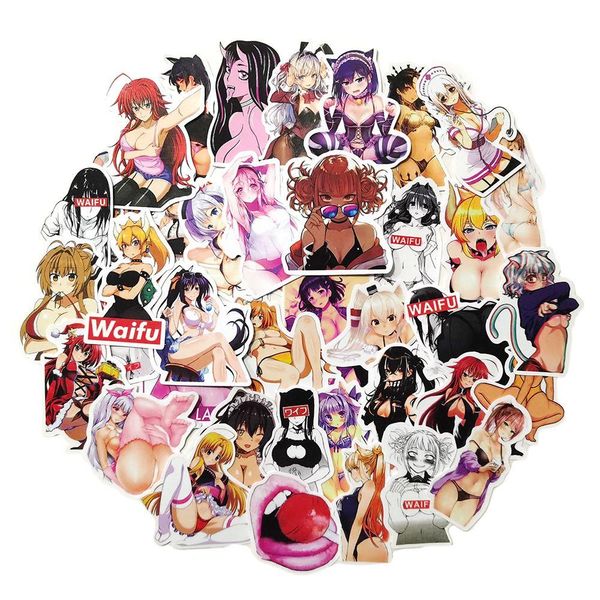 Pegatinas de coche Etiqueta impermeable 50/100 unids Anime Waifu Y Girl Pinup Bunny Hentai Calcomanías de vinilo para equipaje Taza portátil Adulto Otaku Graffi Dhgka