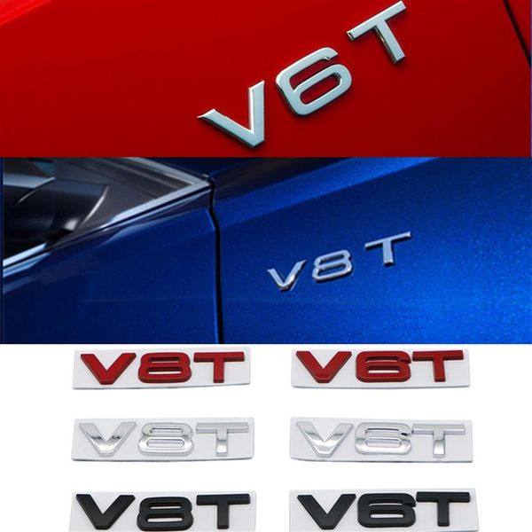 Estilización de automóviles 3D Metal V6T V8T LOGO EMBLEMA METAL PELLATAS PEGÁNES PARA AUDI S3 S4 S5 S6 S7 S8 A2 A1 A5 A6 A3 A4 A7 Q3 Q5 Q7 TT347W