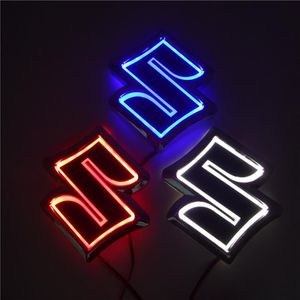 Car Styling 8 05cm 8cm blanc Bleu Rouge 5D Arrière Badge Ampoule Emblème Logo led Lumière Autocollant Lampe Pour Suzuki Zuki Alto Jimny Swift2088