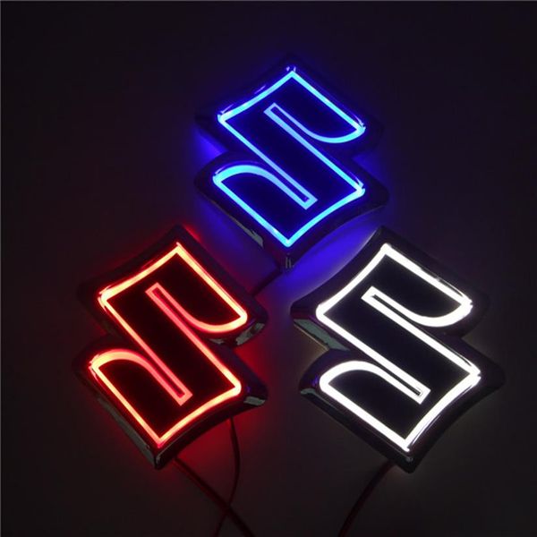 Car Styling 8 05cm 8cm blanc Bleu Rouge 5D Arrière Badge Ampoule Emblème Logo led Lumière Autocollant Lampe Pour Suzuki Zuki Alto Jimny Swift276q