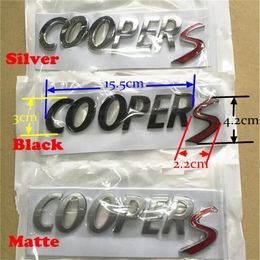 Insigne de mots d'emblème en métal de lettre en plastique ABS de style de voiture pour MINI Cooper S hayon coffre arrière hayon noir mat Silver236T