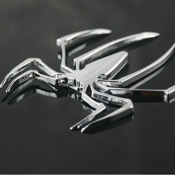 Autocollant 3D en métal chromé en forme d'araignée, emblème de moto, accessoires de style de voiture, décalcomanie pour Audi Jeep Opel Skoda Benz Ford