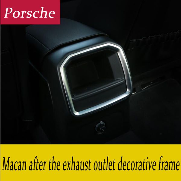 Pegatina de estilo de coche caja de reposabrazos salida de aire acondicionado trasero Marco de decoración calcomanía rejillas de ventilación cubierta de reacondicionamiento interior 3D para Porsche Macan