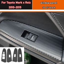 Autocollant de style de voiture en carbone noir, autocollant de garniture de panneau de commutateur de bouton de lève-vitre de voiture 4 pièces/ensemble pour Toyota Mark x Reiz 2010 – 2015