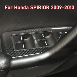 Autocollant de style de voiture en carbone noir, autocollant de garniture de panneau de commutateur de bouton de lève-vitre de voiture 4 pièces/ensemble pour Honda SPIRIOR 2009 – 2013