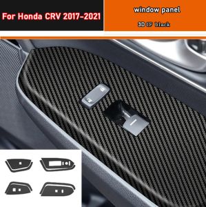 Autocollant de style de voiture en carbone noir, autocollant de garniture de panneau de commutateur de bouton de lève-vitre de voiture 4 pièces/ensemble pour Honda CRV 2017 – 2121