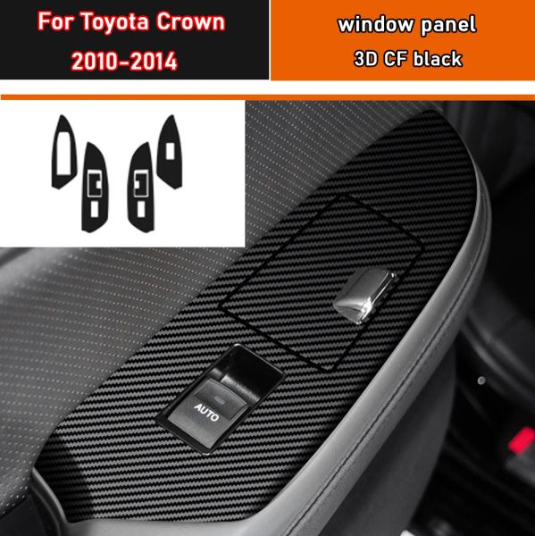 Autocollant de style de voiture en carbone noir, autocollant de garniture de panneau de commutateur de bouton de lève-vitre de voiture 4 pièces/ensemble pour Toyota Crown 2010 – 2014
