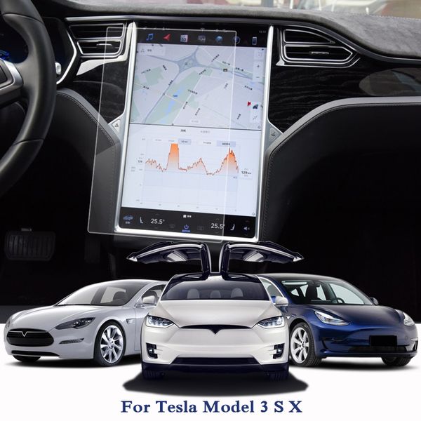 Película protectora de pintura para salpicadero de coche, accesorios internos protectores para Tesla Model 3 S X GPS, película de pantalla, estilo de coche