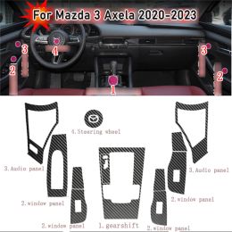 Calcomanías adhesivas de moldura de cambio de Color para consola central Interior de coche de fibra de carbono para Mazda 3 Axela 2020-2023