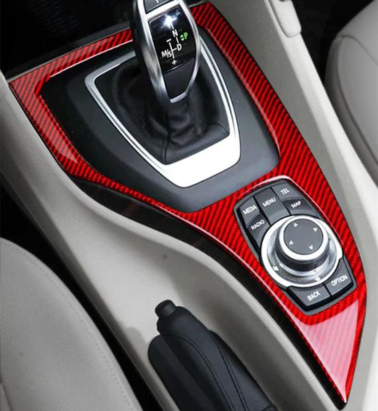 Autocollant de couverture de décoration de cadre de changement de vitesse de Console centrale de style de voiture pour BMW X1 E84 20102015 LHD intérieur en Fiber de carbone Trim7757994