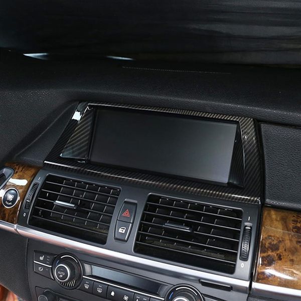 Car Styling Center Console Navigation Cadre Décoration Couverture Garniture Pour BMW X5 E70 X6 E71 2008-2014 Intérieur Auto Accessoires231Y