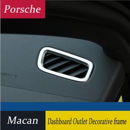 Auto Styling Sticker Chrome Dashboard Air-Conditie Ontluchting Outlet Conditioning Cover Frame Decoratie Trim voor Porsche Macan Auto Accessoires