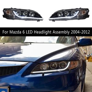 Estilo de coche luces de circulación diurna indicador de señal de giro tipo serpentina para Mazda 6 conjunto de faros LED 04-12 lámpara frontal piezas de automóvil