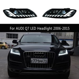 Luces de circulación diurna para coche, indicador de señal de giro tipo serpentina para AUDI Q7, conjunto de faros LED 06-15, Proyector de ojo de Ángel de Luz De Carretera