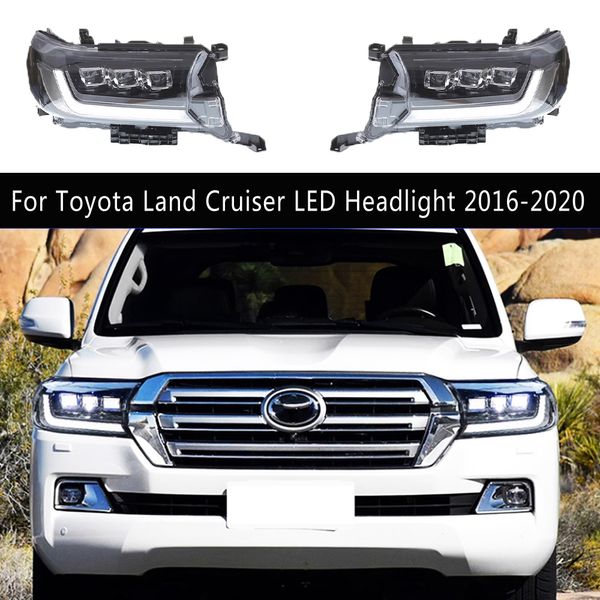 Luces de carreras de estilo de automóvil Indicador de señal de giro de la transmisión Ojo de ángel de viga alta para Toyota Land Cruiser LC200 LED Flarming 16-20