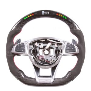 Auto -styling Driving Wheel Real Carbon Fiber LED -prestaties Stuurwielen compatibel voor W204 W205 A45 A63 C45 C63 GLE63 AMG E63