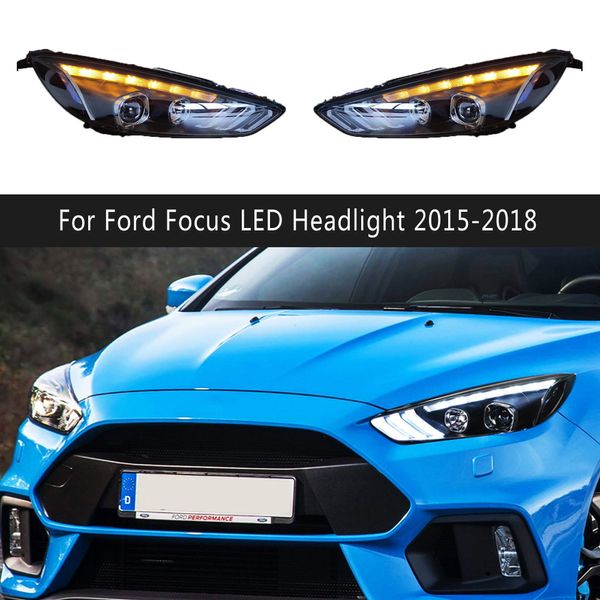 Style de voiture DRL feux de jour Streamer clignotant indicateur pour Ford Focus phare LED 15-18 feux de route ange oeil lentille de projecteur