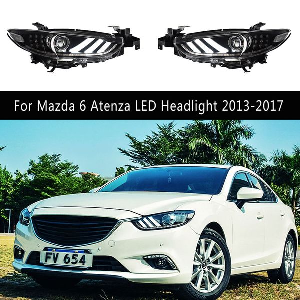 Car Styling DRL Luz de circulación diurna Streamer Indicador de señal de giro Accesorio de iluminación para Mazda 6 Atenza LED Faro 13-17 Lámpara de cabeza