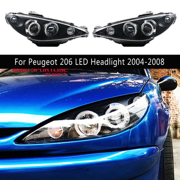 Style de voiture DRL feux de jour Streamer clignotant indicateur pour Peugeot 206 phare LED assemblée 04-08 lampe avant