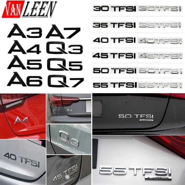 Style de voiture pour Audi Q5 A4 Sline B8 B9 B7 A3 8V 8P A5 A6 C7 C6 Q3 Q7 S3 S4 S5 S6 RS3 RS4 SlineTrunk Boot emblème Badge autocollants