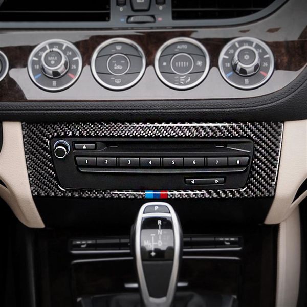 Style de voiture pour BMW Z4 fibre de carbone autocollant de voiture climatisation CD panneau de commande couverture pour E89 2009-2015 accessoires intérieurs278U