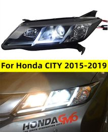 Style de voiture pour Honda City 20 15-20 19 Amélioration de la lampe de tête Double U DRL Projecteur LED LEP Signal lampe de tête de lampe