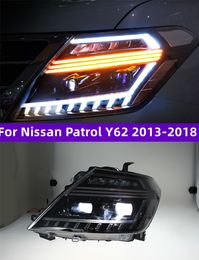 Auto Styling voor Nissan Patrol LED Koplamp 2013-20 18 Y62 DRL Richtingaanwijzer Grootlicht Angel Eye lichten Montage