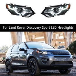 Lámpara frontal de estilo de coche, luz de circulación diurna para Land Rover Discovery Sport, conjunto de faros LED 16-18, piezas de automóvil, señal de giro serpentina