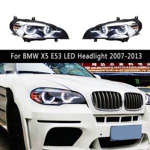 Auto-styling voorlamp DRL daglooplichtstreamer draai signaal voor BMW X5 E53 LED-koplamp 07-13 High Beam Angel Eye Projector Lens