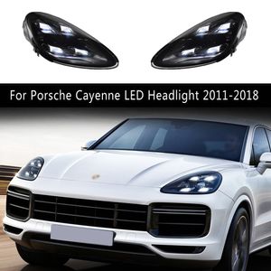 Lámpara frontal de estilo de coche para Porsche Cayenne conjunto de faros LED 11-18 luz de circulación diurna señal de giro tipo serpentina Luz De Carretera