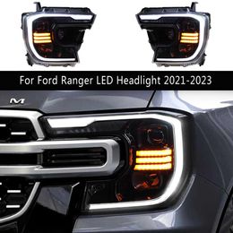 Auto Styling Hoofd Lamp DRL Dagrijverlichting Voor Ford Ranger LED Koplamp 21-23 Grootlicht Angel Eye projector Lens Streamer Richtingaanwijzer