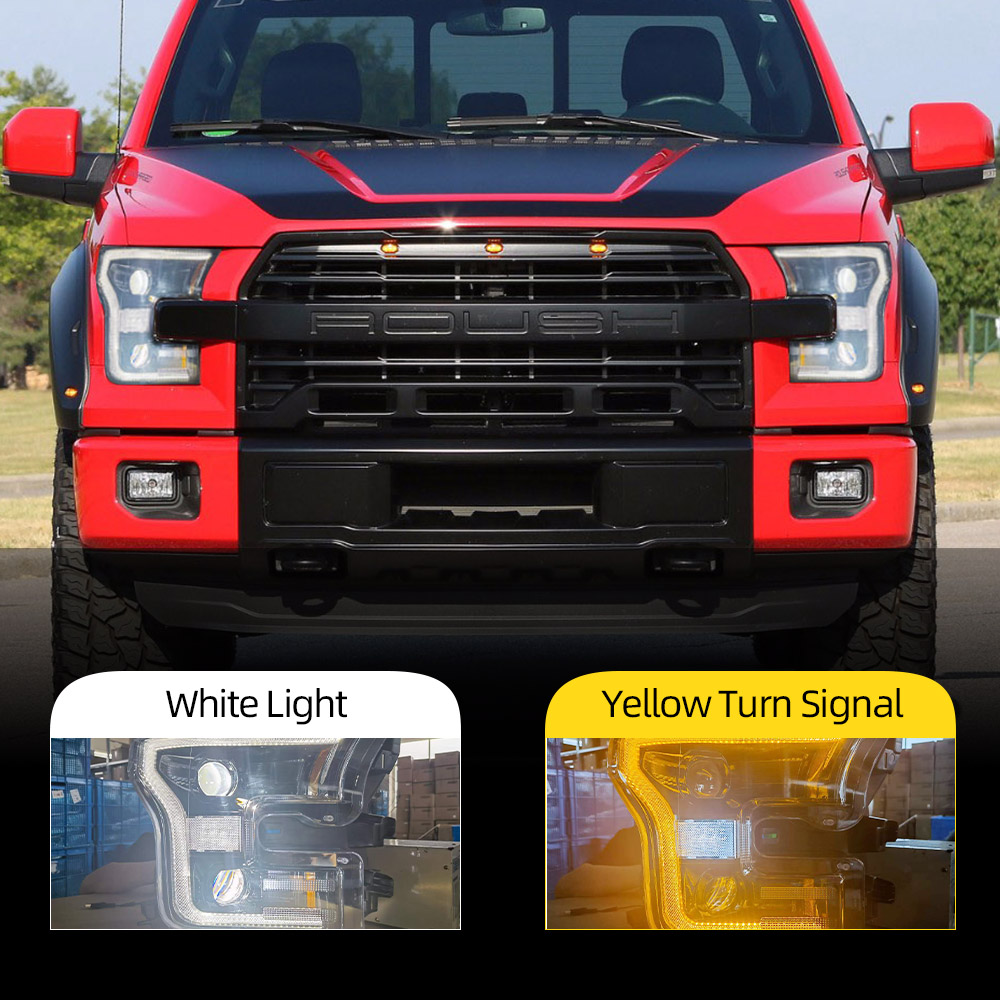 Lampka główna stylizacji samochodów dla Forda Raptor F150 2015 2016 2017 2018 Reflektory Wszystkie LED reflektorów DRL soczewki podwójna wiązka bi-xenon